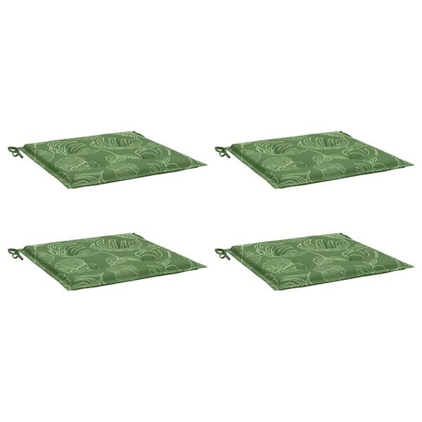 vidaXL Coussins de chaise lot de 4 motif de feuilles 40x40x4 cm tissu