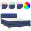 vidaXL Sommier &agrave; lattes de lit avec matelas LED Bleu 140x200 cm Tissu
