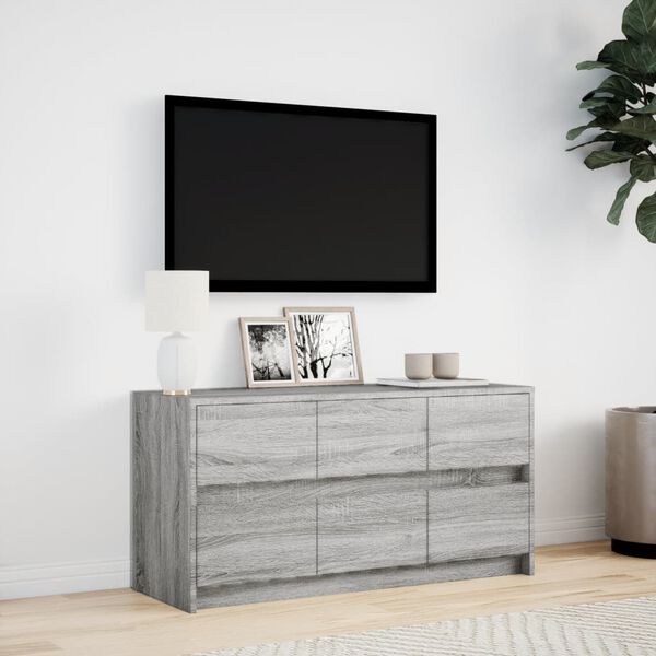 vidaXL Meuble TV avec LED sonoma gris 100x34x50 cm bois d'ingénierie