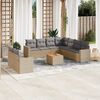 vidaXL Salon de jardin et coussins 10 pcs m&eacute;lange beige r&eacute;sine tress&eacute;e