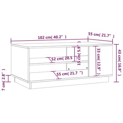 vidaXL Table basse noir 102x55x43 cm bois d'ingénierie