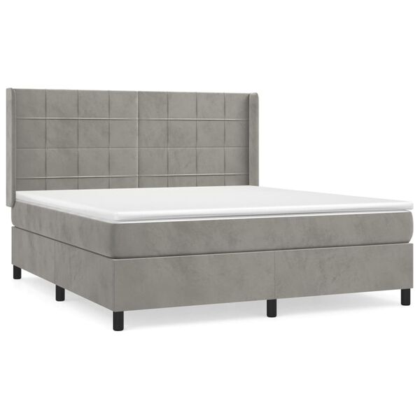 vidaXL Sommier &agrave; lattes de lit et matelas Gris clair 160x200cm Velours