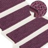 vidaXL Tapis d'escalier 15 pi&egrave;ces 65 x 21 x 4 cm Violet fonc&eacute; Bord rectangulaire