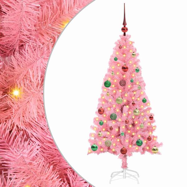 vidaXL Sapin de No&euml;l avec 150 LED avec support Rose 150 cm PVC