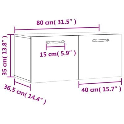 vidaXL Armoire murale chêne marron 80x36,5x35 cm bois d'ingénierie