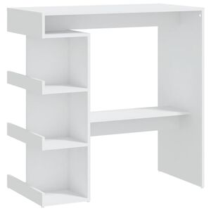 vidaXL Table de bar avec &eacute;tag&egrave;re de rangement Blanc Bois d'ing&eacute;nierie