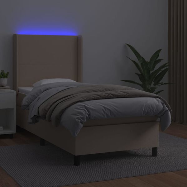 vidaXL Sommier &agrave; lattes de lit matelas LED Cappuccino 100x200 cm