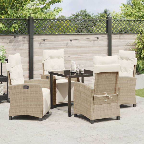 vidaXL Ensemble de salle &agrave; manger pour jardin 5 pcs Beige polyrotin