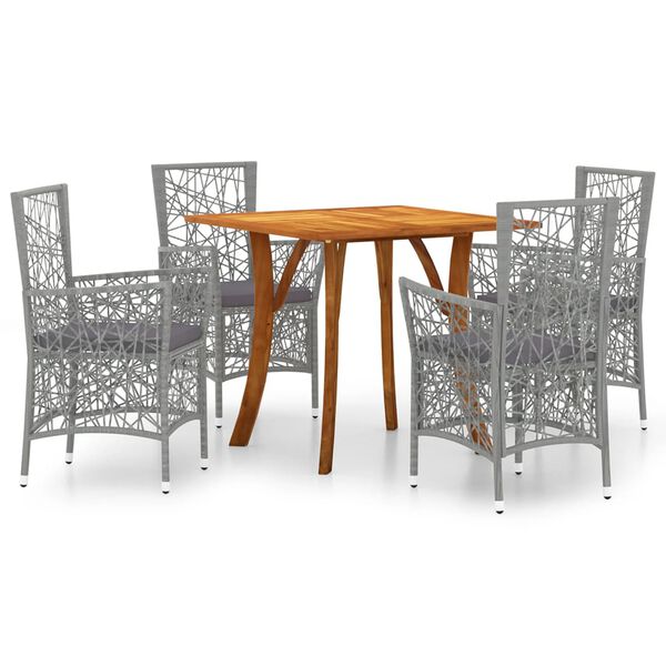 vidaXL Ensemble &agrave; manger de jardin 5 pcs Gris