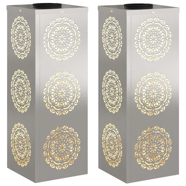 vidaXL Lumi&egrave;re de chemin LED solaire 2 pcs Acier inoxydable