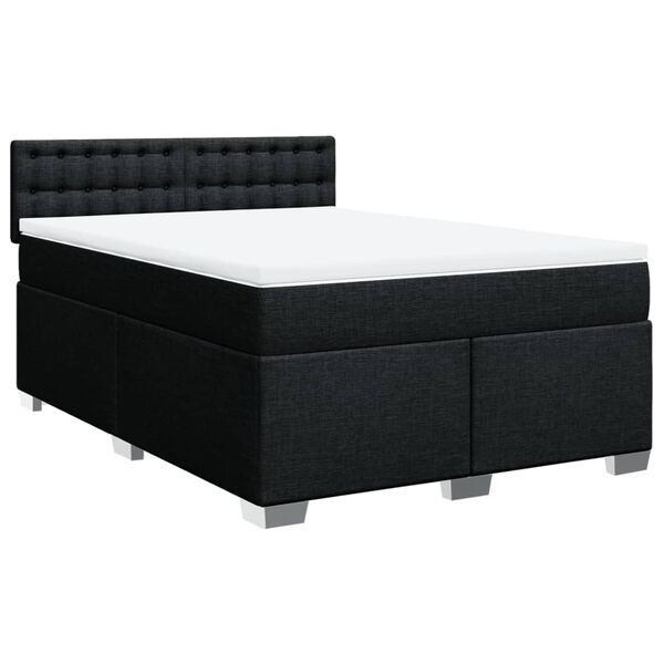 vidaXL Sommier &agrave; lattes de lit avec matelas Noir 140x190 cm Tissu