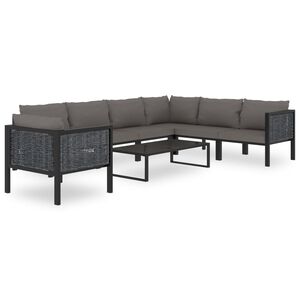 vidaXL Salon de jardin 8 pcs avec coussins R&eacute;sine tress&eacute;e Anthracite