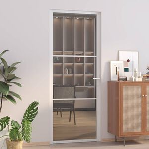 vidaXL Porte int&eacute;rieure 83x201,5 cm Blanc Verre ESG et aluminium