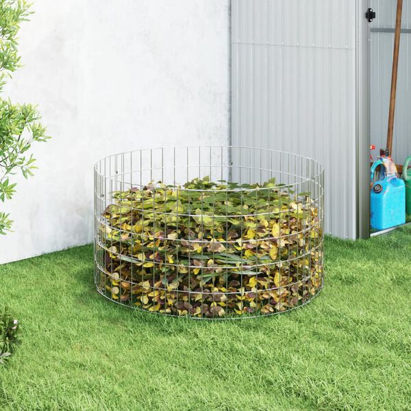 vidaXL Composteur de jardin &Oslash;100x50 cm Acier galvanis&eacute;