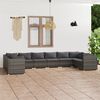 vidaXL Salon de jardin 10 pcs avec coussins R&eacute;sine tress&eacute;e Gris