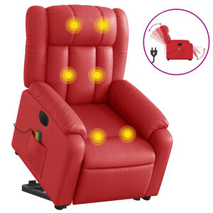 vidaXL Fauteuil inclinable de massage &eacute;lectrique rouge similicuir