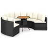 vidaXL Salon de jardin 7 pcs avec coussins R&eacute;sine tress&eacute;e Noir