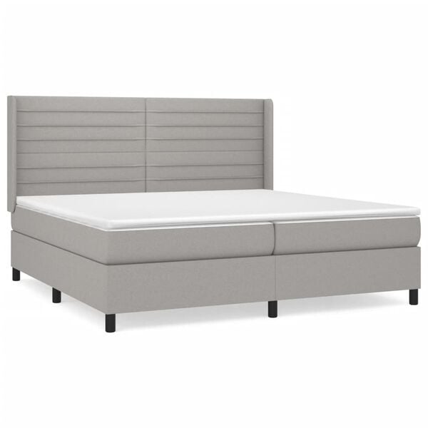 vidaXL Sommier &agrave; lattes de lit avec matelas Gris clair 200x200cm Tissu