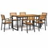 vidaXL Ensemble &agrave; manger de jardin 7 pcs bois d'acacia solide et m&eacute;tal