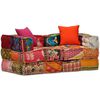 vidaXL Pouf modulaire à 2 places Patchwork Tissu