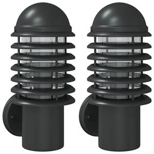 vidaXL Appliques murales d'ext&eacute;rieur 2 pcs noir acier inoxydable