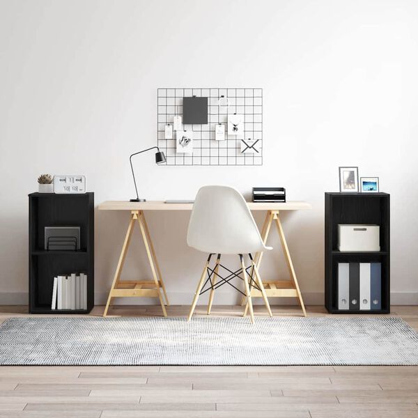 vidaXL Ensemble meuble TV 2 pcs Ch&ecirc;ne noir 37 x 35 x 72 cm