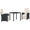 vidaXL Ensemble de salle &agrave; manger pour jardin 3 pc Noir polyrotin