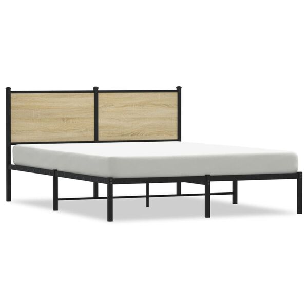 vidaXL Cadre de lit en m&eacute;tal sans matelas ch&ecirc;ne sonoma 140x200 cm