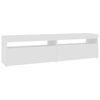 vidaXL Meubles TV 2 pcs avec lumi&egrave;res LED Blanc brillant 75x35x40 cm