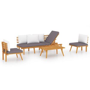 vidaXL Salon de jardin 4 pcs avec coussins Bois d'acacia solide