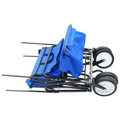 vidaXL Chariot à main pliable avec toit Acier Bleu