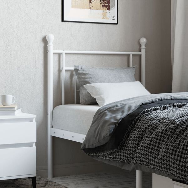 vidaXL T&ecirc;te de lit de remplacement m&eacute;tal blanc 75 cm