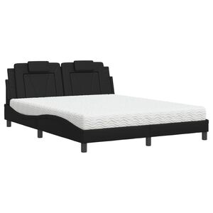 vidaXL Lit Viana avec matelas noir 160x200 cm similicuir