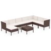 vidaXL Salon de jardin 9 pcs avec coussins r&eacute;sine tress&eacute;e marron