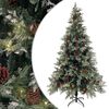 vidaXL Sapin de No&euml;l pr&eacute;-&eacute;clair&eacute; pommes de pin vert blanc 195cm PVC PE