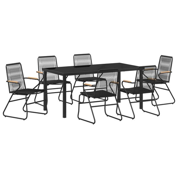 vidaXL Ensemble de salle &agrave; manger pour jardin 7 pcs Noir