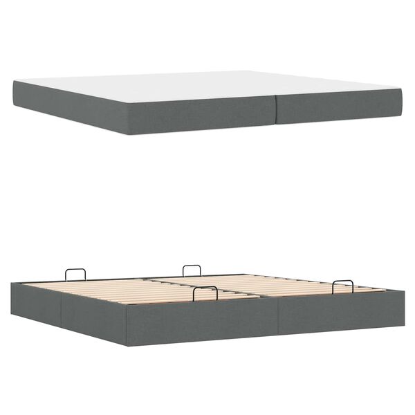 vidaXL Cadre de lit avec matelas avec matelas 2 pcs Gris Fonc&eacute; tissu