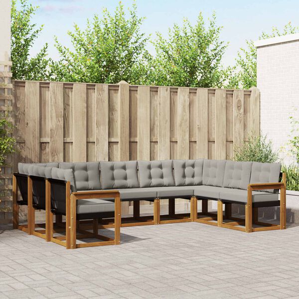 vidaXL Ensemble de canap&eacute;s d'ext&eacute;rieur 9 pcs Gris Naturel et Clair