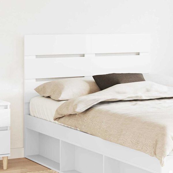 vidaXL T&ecirc;te de lit avec t&ecirc;te de lit Blanc 135 cm Bois d'ing&eacute;nierie