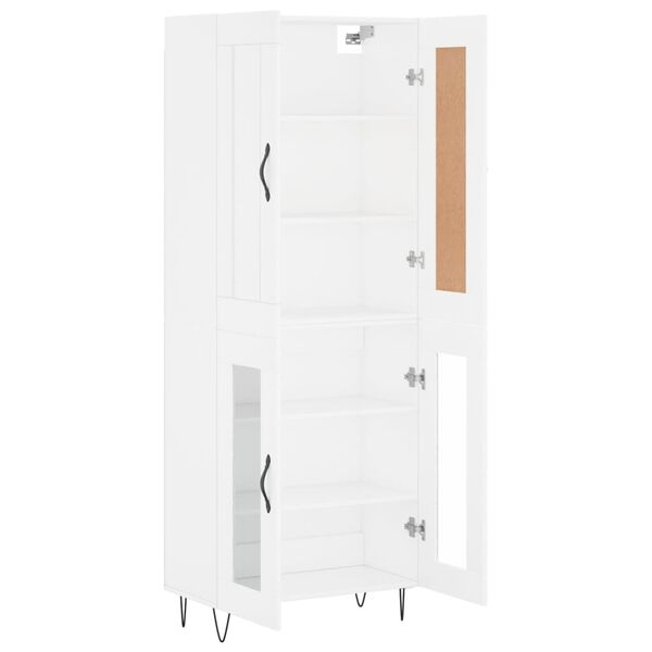vidaXL Buffet haut Blanc 69,5x34x180 cm Bois d'ing&eacute;nierie