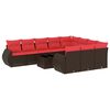 vidaXL Ensemble de canap&eacute; de jardin 11 pcs avec coussins marron r&eacute;sine tress&eacute;e