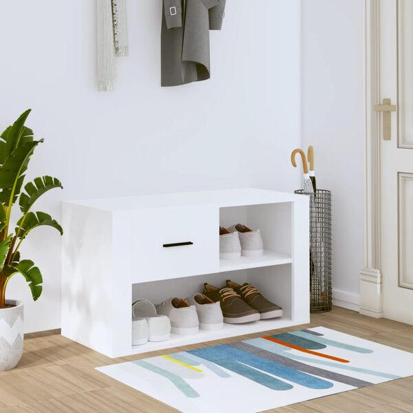 vidaXL Armoire &agrave; chaussures Blanc 80x35x45 cm Bois d'ing&eacute;nierie