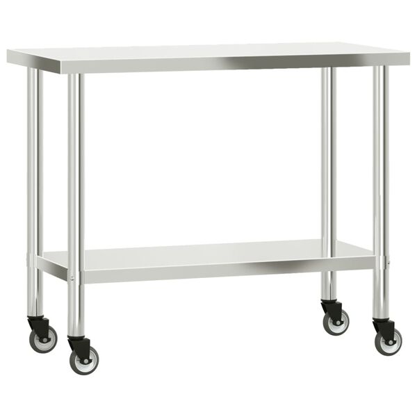 vidaXL Table de travail de cuisine avec &eacute;tag&egrave;re 110x55x150 cm inox