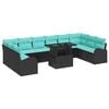 vidaXL Ensemble de canap&eacute; de jardin 11 pc Noir Poly rotin