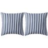 vidaXL Oreiller d'extérieur lot de 2 Impression rayure 45 x 45 cm Bleu