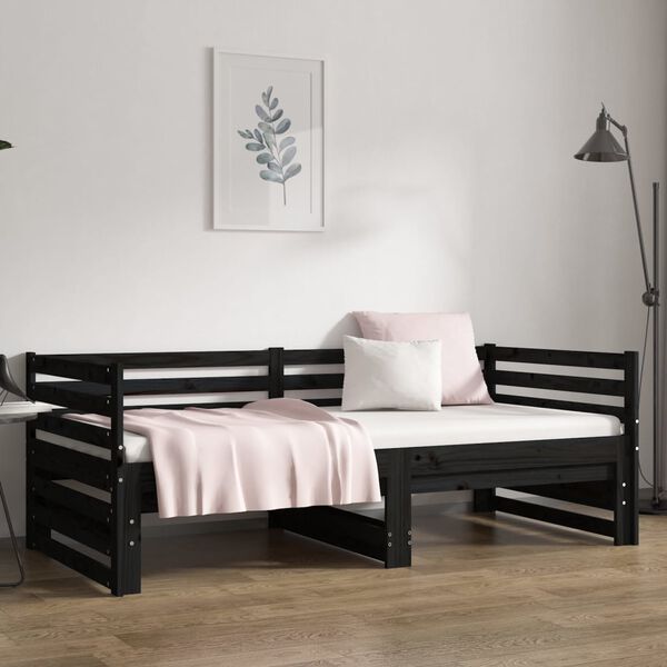 vidaXL Lit coulissant sans matelas noir 2x(80x200)cm