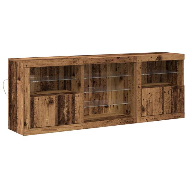 vidaXL Buffet LED Bois ancien 181,5 x 37 x 67 cm Bois d'ing&eacute;nierie