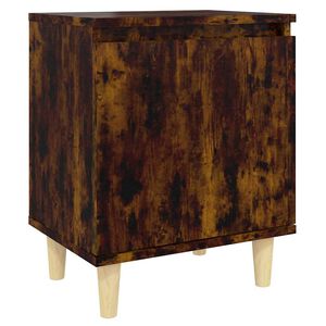vidaXL Table de chevet avec pieds en bois Ch&ecirc;ne fum&eacute; 40x30x50 cm