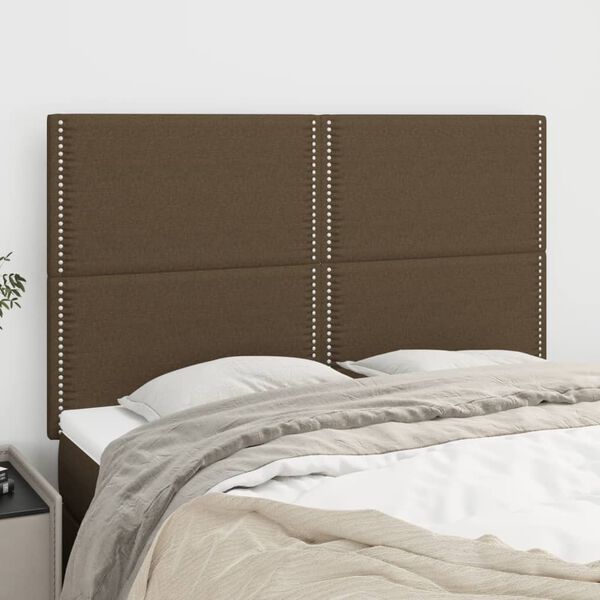vidaXL T&ecirc;te de lit Marron fonc&eacute; 144 x 5 x 118/128 cm Tissu
