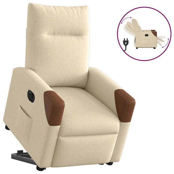 vidaXL Fauteuil inclinable &eacute;lectrique cr&egrave;me tissu